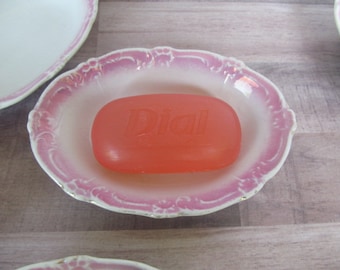 Victorian Pink Soap Dish Antique Soap Dishes Pink and White Soap Dish Shabby Chic Victorian Vanity Dish Guest Bathroom Bed and Breakfast