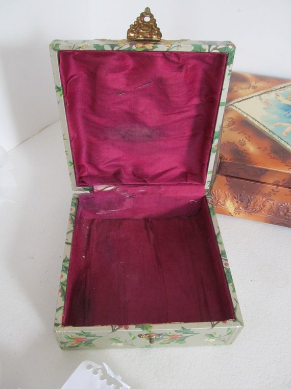 Victorian Celluloid Jewelry Box Silk Lined Vanity… - image 9