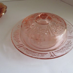 Sharon Pink Depression Glass Covered Butter Dish Pink Roses Cabbage Rose Pattern Sharon Pink Butter Dish Rose Pattern Federal Glass image 3