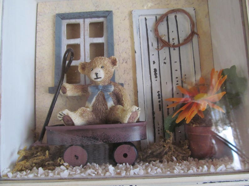 Teddy Bear Red Wagon Shadow Box Nursery Room Wall Decor Etsy