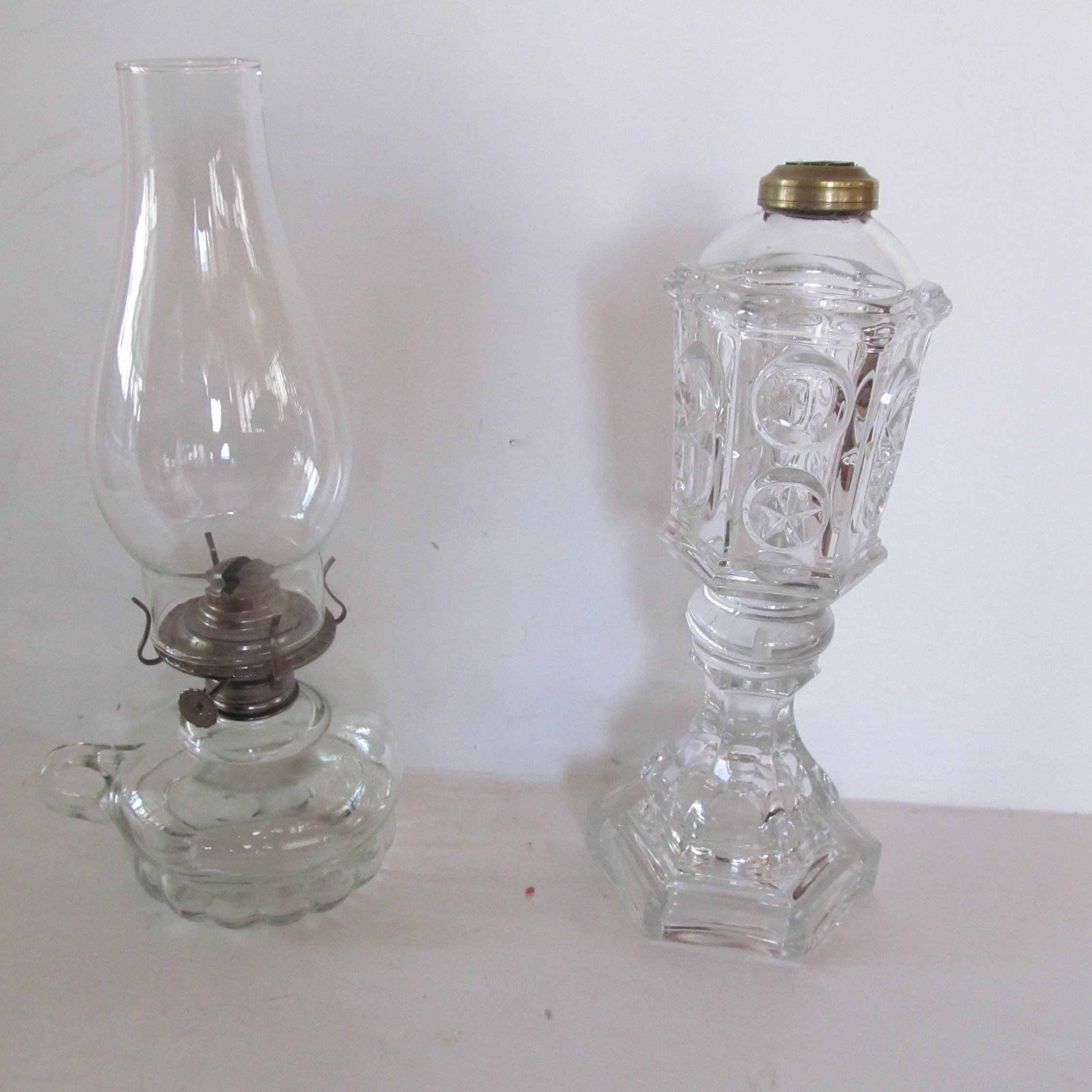 Antique Whale Oil Lamp Flint Glass Vintage Oil Lamp Lighting Etsy