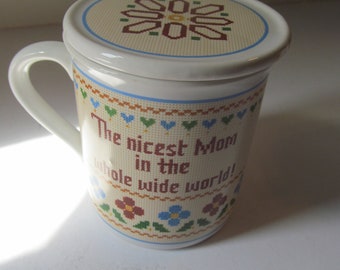 The Nicest Mom In The Whole Wide world Mom Coffee mug with Coaster Coffee mug with Lid Gift For MOM Tea Cup Drink Coaster Mom Gifts