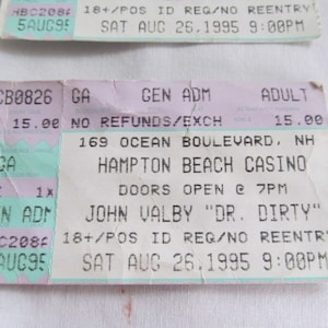 Talk to me Dirty Dr Dirty John Valby Comedian Vintage Concert Ticket Hampton Beach Casino NH 8 26 95 Comedy Explicit Language Hampton NH