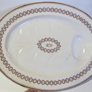 Extra Large Meat Platter Turkey Platter LARGE WELL and TREE Platter Brown Transferware Platter Victorian Aesthetic Movement Farmhouse Table