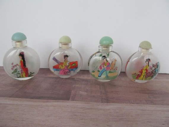 Perfume Bottle Reverse Glass Painting in Bottle G… - image 4