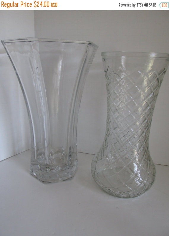 Sale Hoosier Glass Vase 4041 Large Heavy Clear Glass Flower Etsy