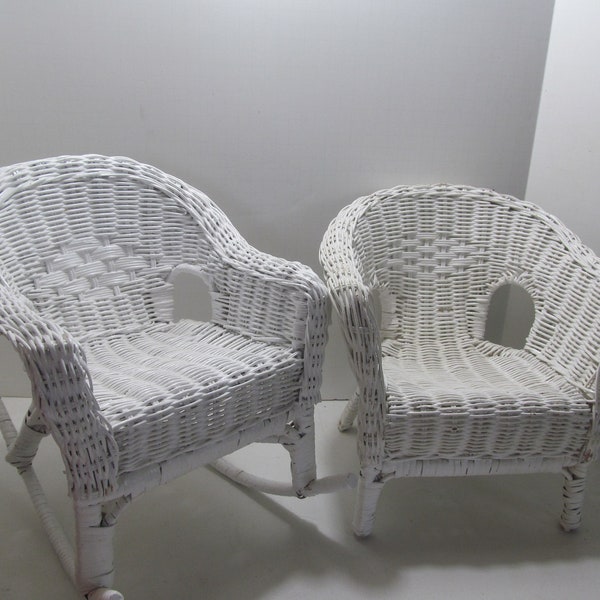 Choice Vintage White Wicker Doll Furniture Chair Wicker Chair Doll Furniture Wicker Chair Girls Room Decor Whicker Rocking Chair For Dolls