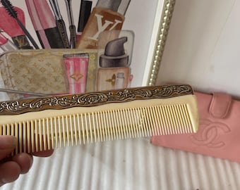 Victorian Style Silver embossed Large Hair Comb vtg 90’s Vanity Tray Decor Hair Brushes Combs