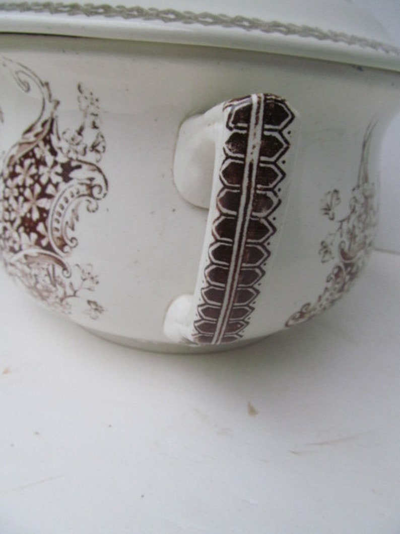Brown Transferware Chamber Pot Lid Victorian Aesthetic Etsy