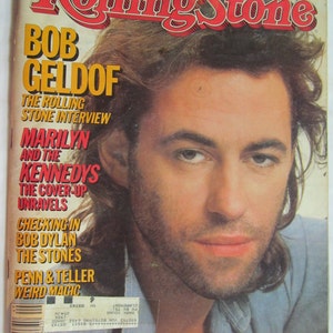 Marilyn Monroe Rolling Stone Magazine Bob Geldof Marilyn John Kennedy 12/5/1985 vintage Rolling Stone Magazines