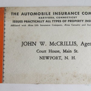John W McCrillis Newport NH Insurance Advertisement Automobile Ins Co Insurance NH Lake Sunapee Advertisements Newport Nh Business ads