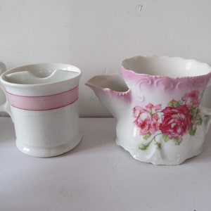 Antique Shaving Scuttle Pink Lusterware Shaving Mug Mens Shaving Cup Womens Shaving Gift for Him Asters Carnations Hydrangeas Antique Shave