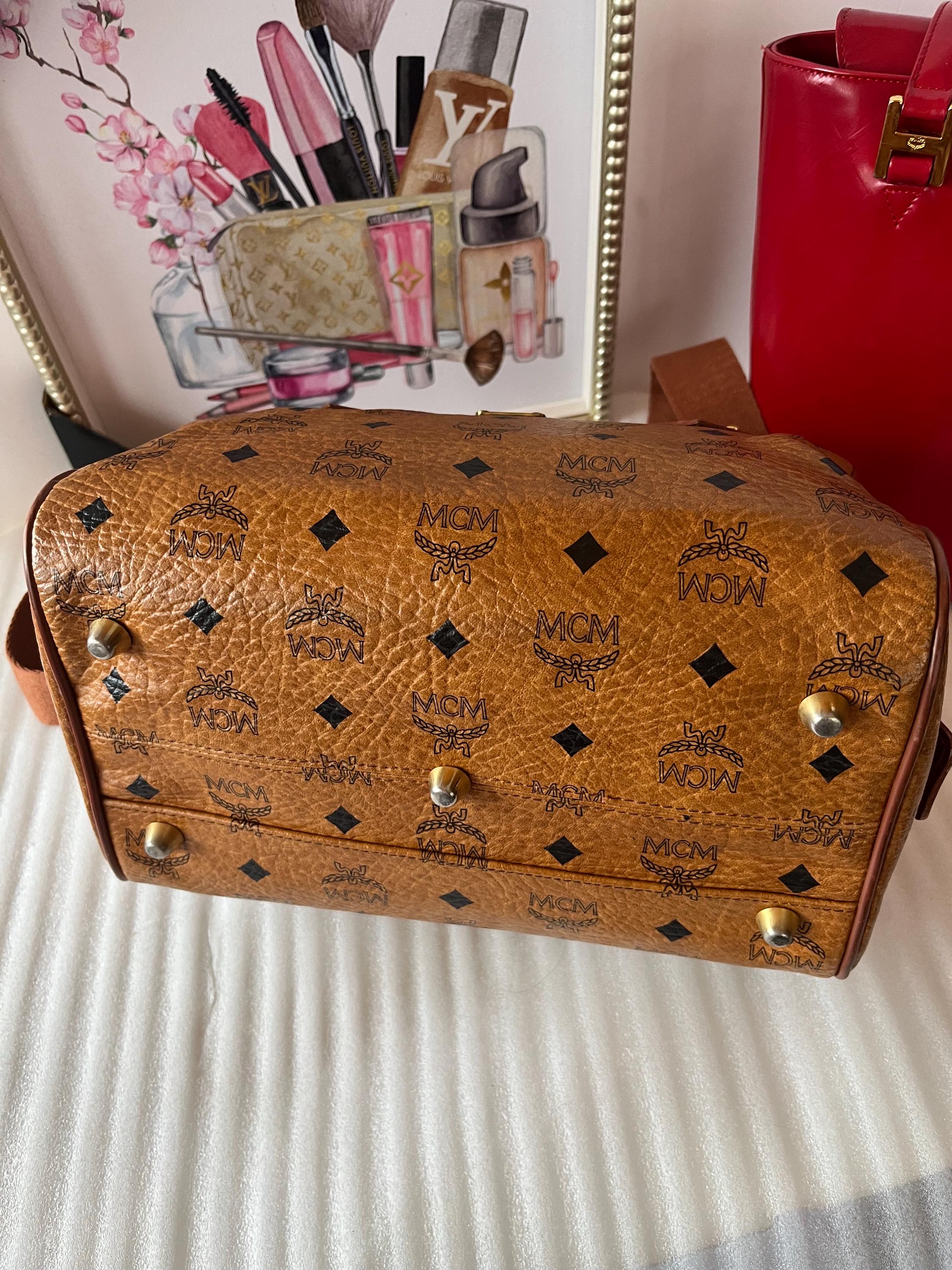 MCM Boston Cignac Visetos Satchel MCM Handbag Top Handle Bag