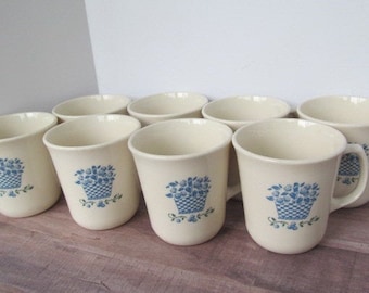 Set of 8 Blueberry Bouquet Corelle CORNING Service for 8 Mugs Blueberry decor set of Coffee mugs Blueberry Coffee Cups