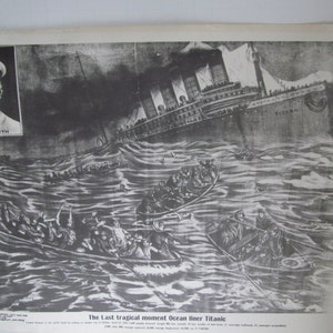 Sinking of the Titanic Picture RMS Titanic Decor 1912 Capt E J Smith Rare Titanic Ship Sinking White Star Line Titanic Nautical Decor Beach
