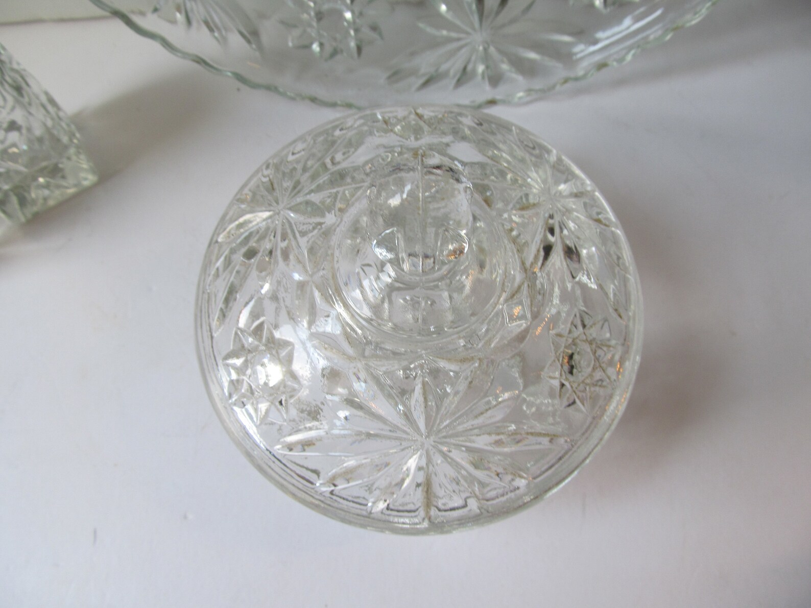 MCM Anchor Hocking Glass Candy Dish With Lid Hobstar Glass Etsy