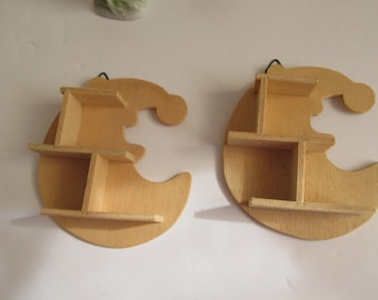 Miniature Wooden Display Shelf knick knack Shelf Moon Shaped Shelf Miniature Figurine Display Shelf wall Doll house wall decor