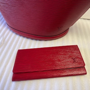 Louis Vuitton Red Epi Lange Brieftasche LV Louis Vuitton Epi Castillian Red Porte Yen 3 Karte LV Vintage Taschen Geldbörsen Brieftaschen Bi Fold Slim Wallet