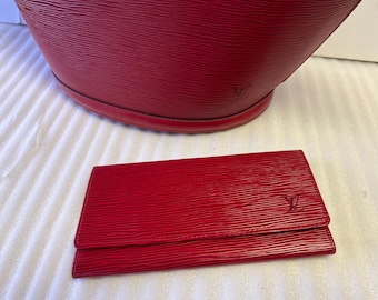 Louis Vuitton Red Epi Long Wallet LV Louis Vuitton Epi Castillian Red Porte Yen 3 Cartes LV Vintage bags purses wallets Bi Fold Slim Wallet