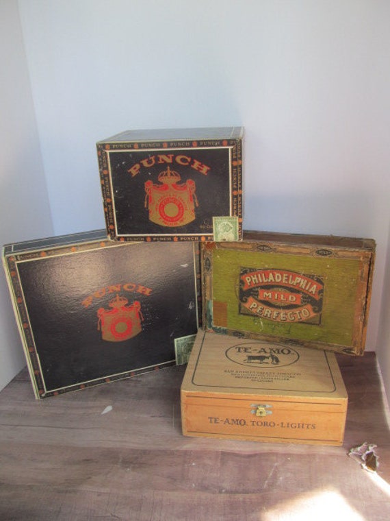 Punch Cigar Box Wooden Cigar Box Cigar Labels Cigar Box Etsy
