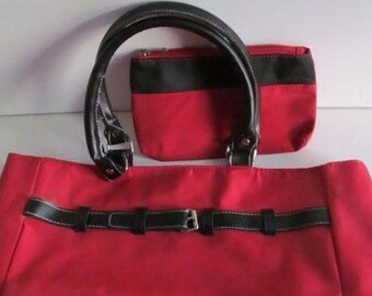SALE 2 pc set Tote and Clutch Allure Purse Handbag Red and Black Purse Travel Bags Organizing Bags Gift for Her Gift For Mothers day Allure
