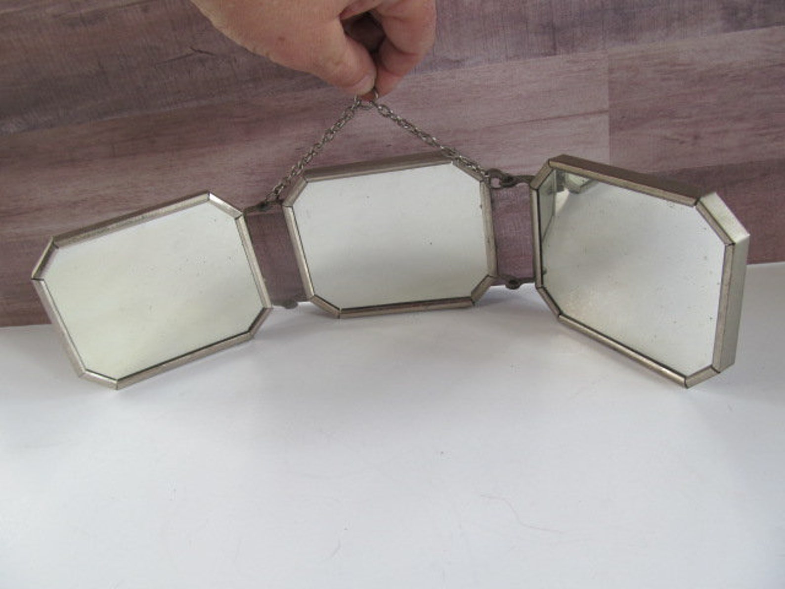 Tri Fold Mirror Antique Shaving Mirror Folding Mirror Guest Etsy