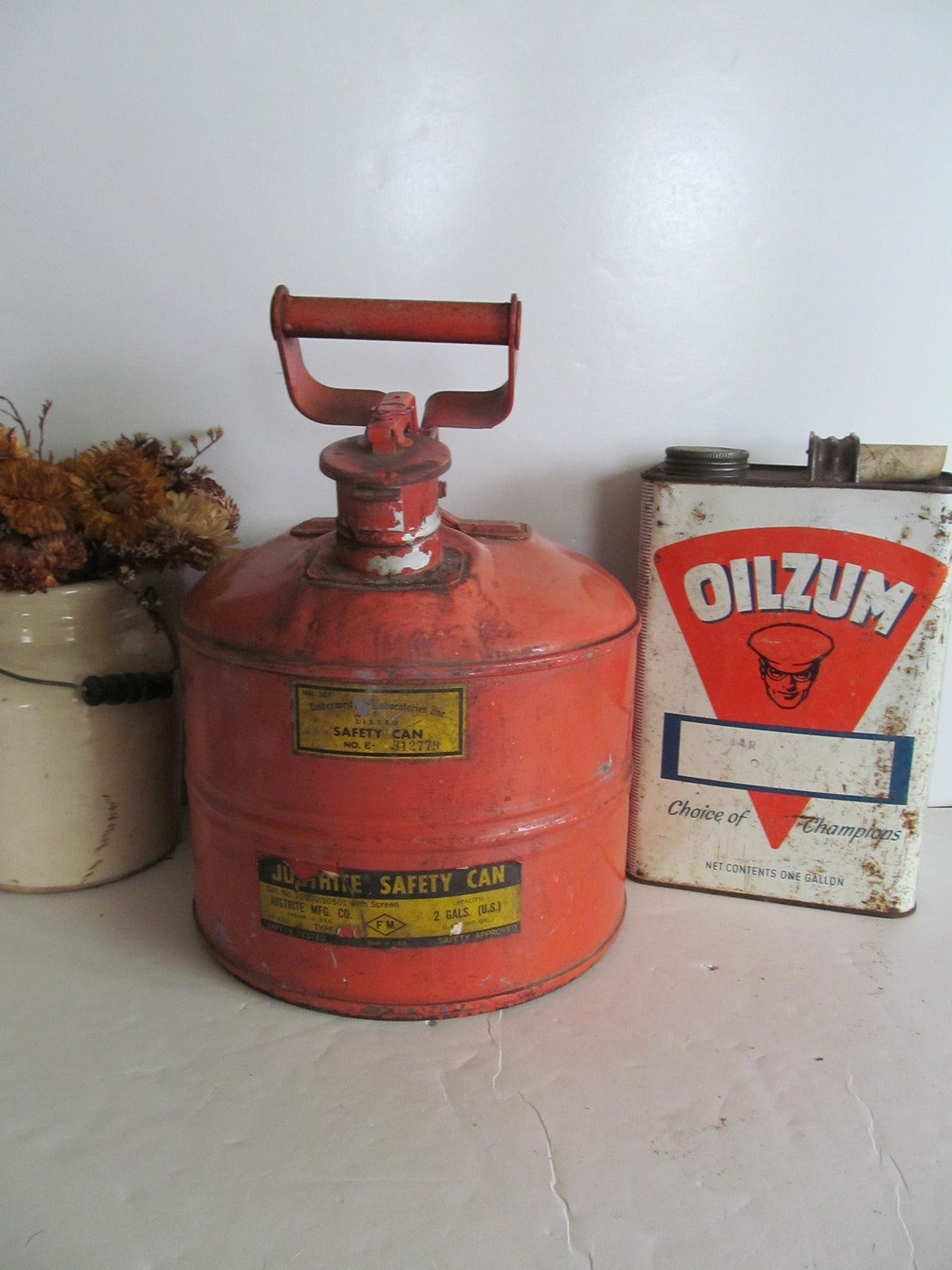 Just Rite Safety Can Gas Can With Nozzle Rustic Farmhouse Etsy