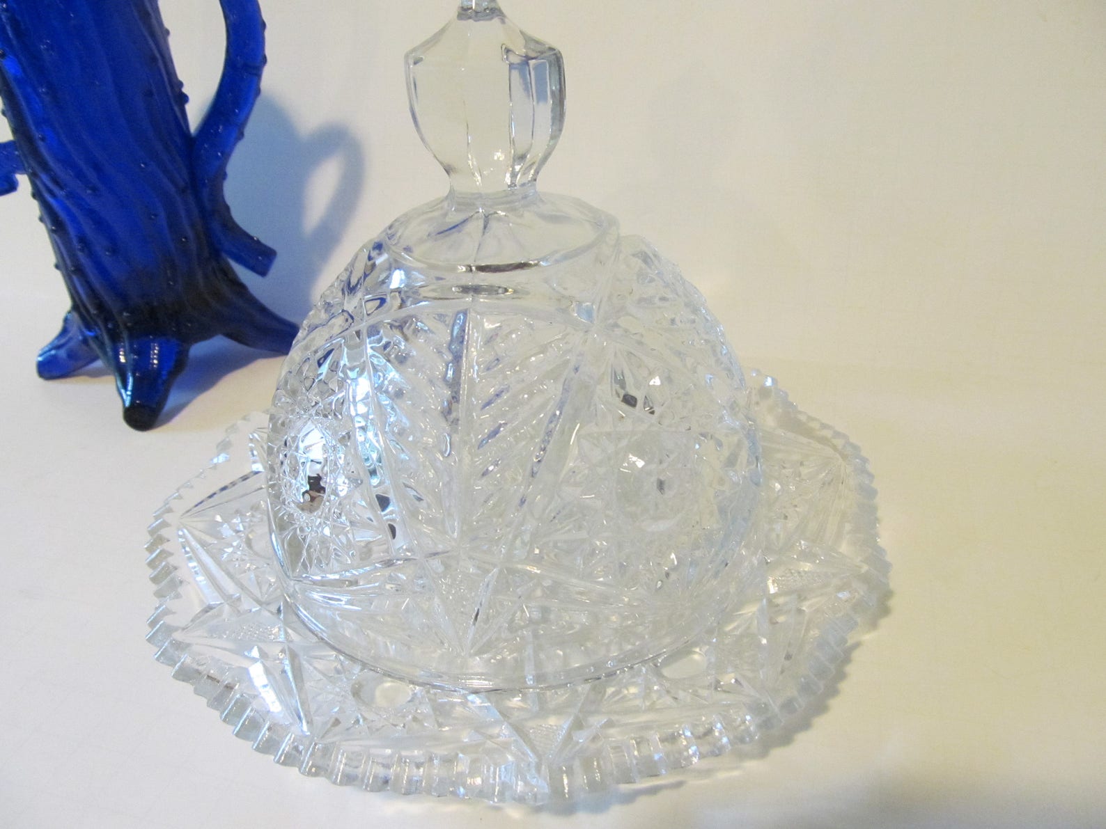 MCM Crystal Butter Dish Clear Glass Dome Butter Dish Glass Etsy