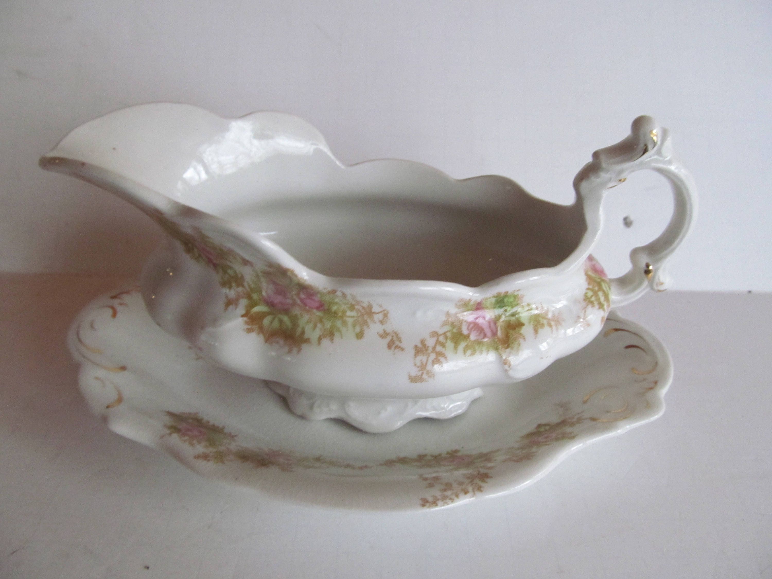 Antique Gravy Boat With Under plate Vintage Gravy Boat with Etsy