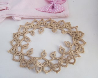 Oval Intricate Tatting Lace Notions Ecru Tatting Doily Coasters Tatting Embroidery Oval Shaped tatting Lace Handmade Tatting Antique
