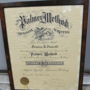 Antique Calligraphy Framed Period Document Hand Written Award Certificate Framed Writing Office wall Decor Ephemera Paper Fancy Penmanship