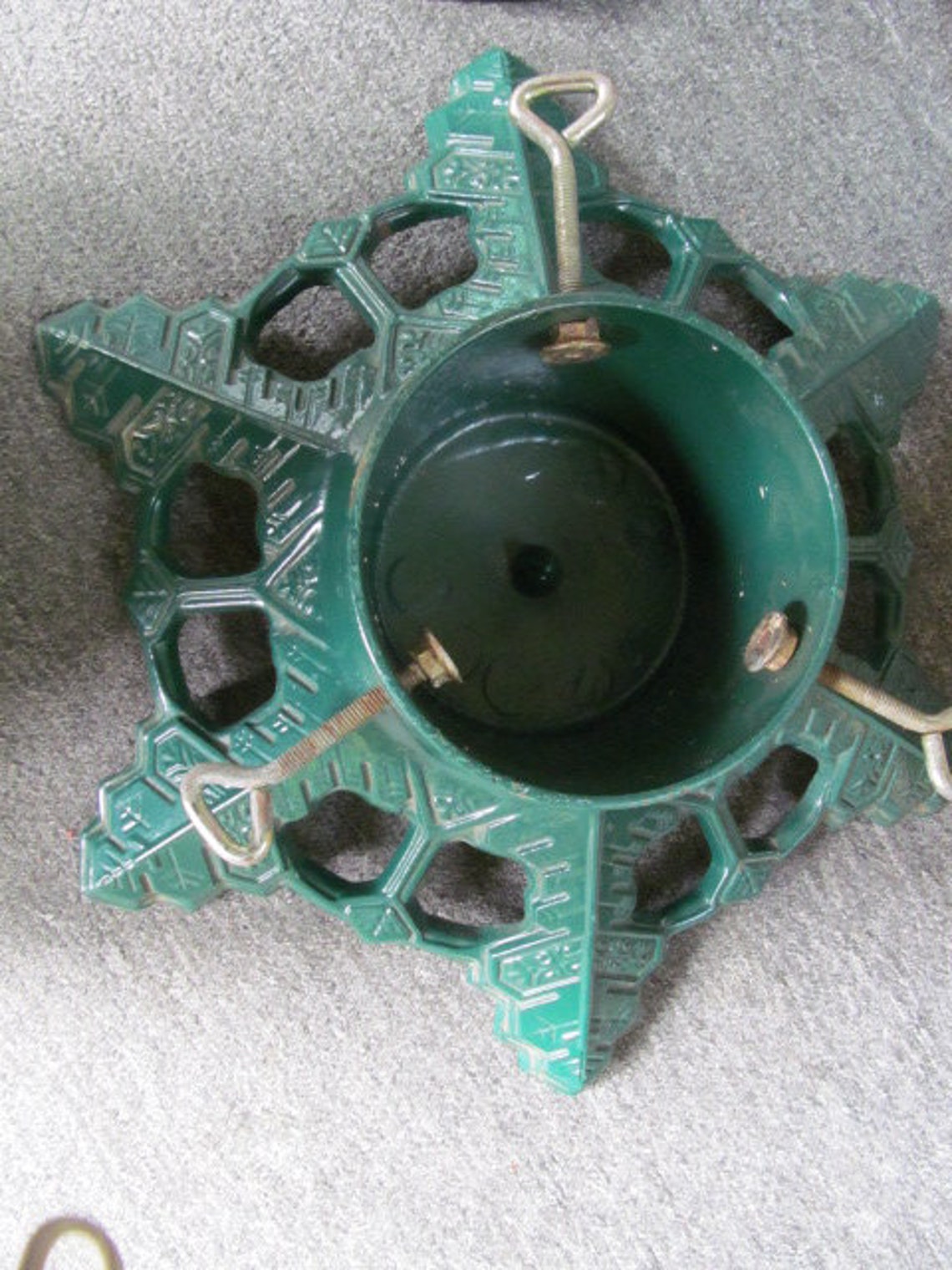 Green Solid Cast Iron Tree Stand Heavy Duty Tree Standvintage Etsy