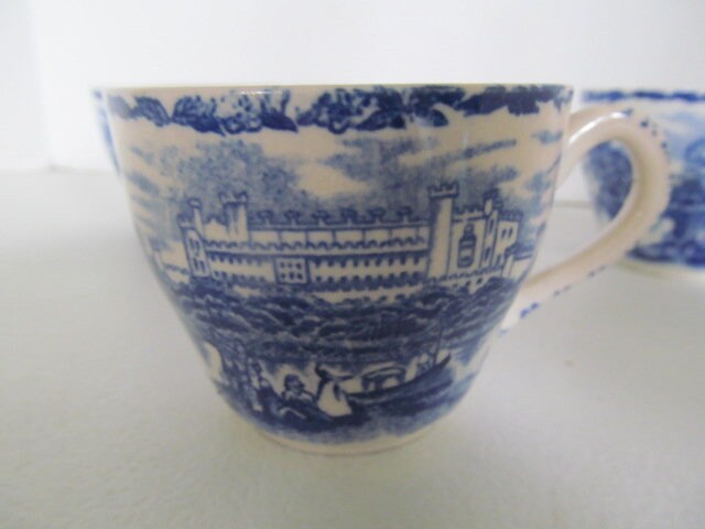 Distressed Cream and Flow Blue Transferware Castle Pattern - Etsy
