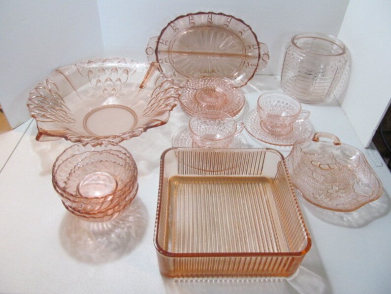 Pink Depression Glass Tiara Sandwich Glass Nut Dish Candy Dish Etsy