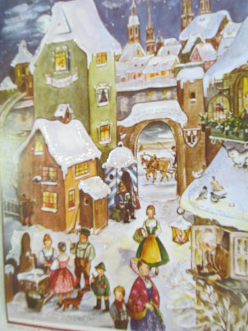 West Germany Advent Calender Die Cut Christmas Decoration Holiday Decor Wall Decoration School Classroom Santa Decor Vintage Die Cut Holly image 7