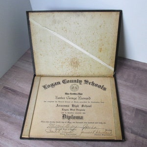 1946 Diploma, Aracoma High School Logan West Virginia Eunice George Leonard High School Diploma Antique Documents