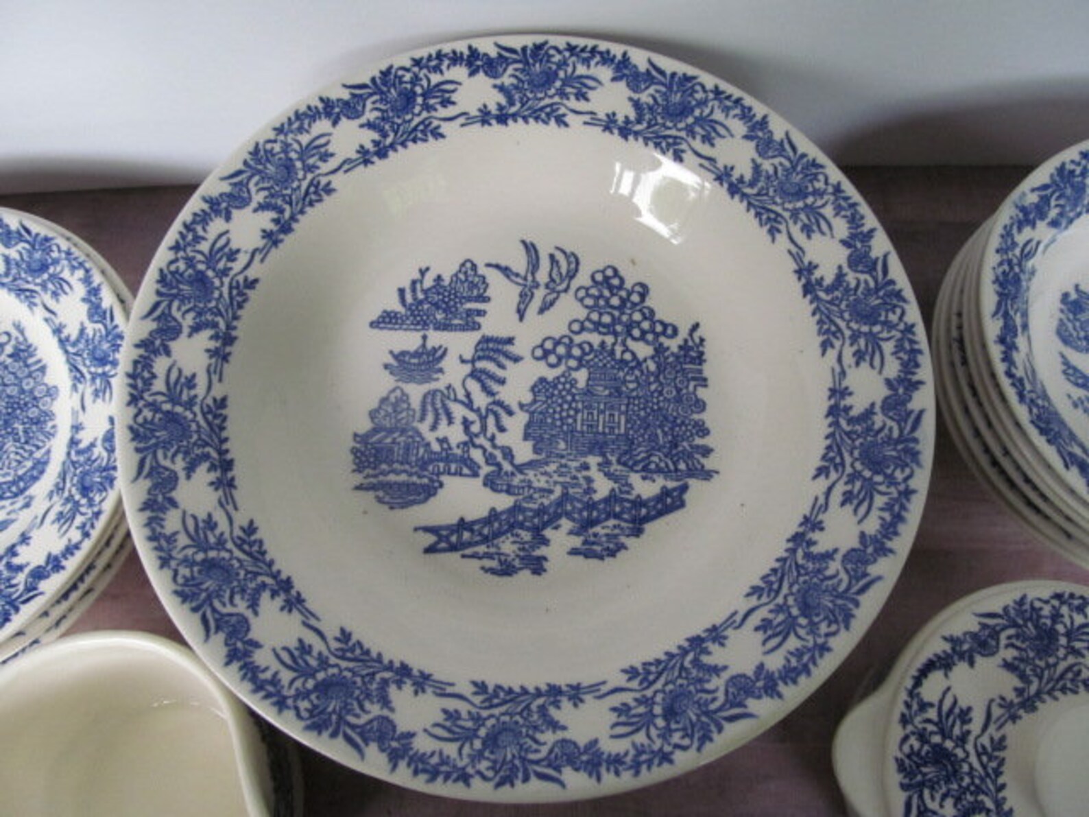 Blue Willow Dish Set Blue and White China Wedding China Royal | Etsy