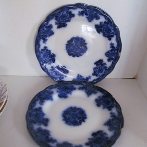Antique Flow Blue Plate Flow Blue Waldorf New Warf Pottery England Dark Flow Blue and White China Antique English China Flow Blue Home Decor