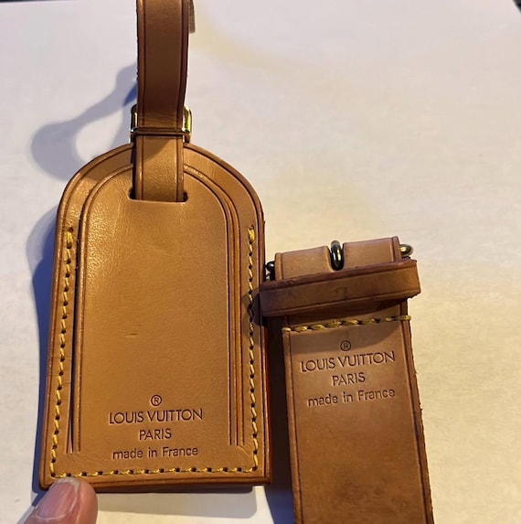 Louis Vuitton Louis Vuitton Brown Cowhide Leather Name Tag + Handle ...