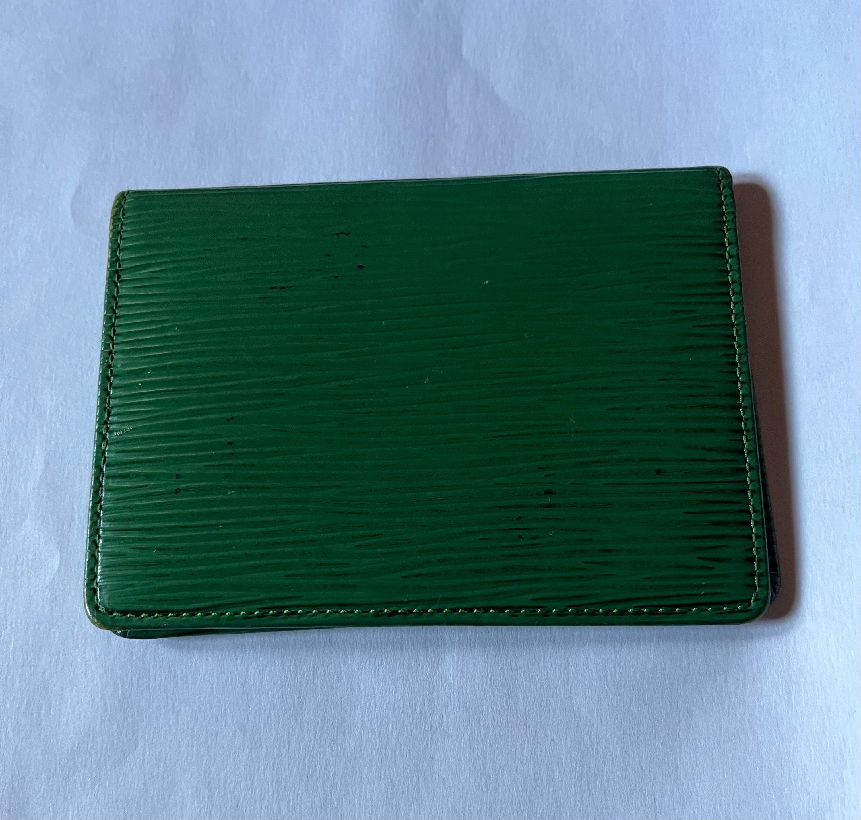 LV Green Epi Card Case Wallet LV Wallet Box Credit Card Holder
