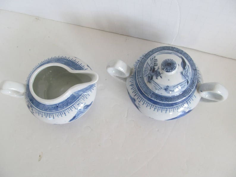 Blue and White Sugar and Creamer Set Oriental Sugar Creamer Etsy