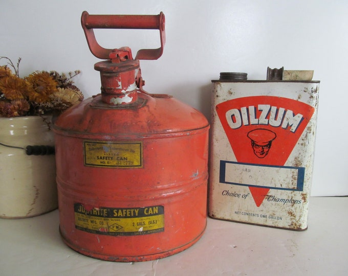 Just Rite Safety Can Gas Can With Nozzle Rustic Farmhouse Decor