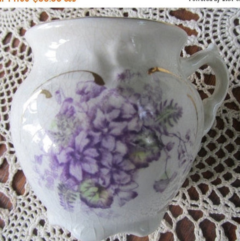 French Antique Shaving Mug China Victorian Shaving Mug Shaving Cup Purple Violet Flowers Shaving Mugs Purple Floral Mug Barber Shop Decor 