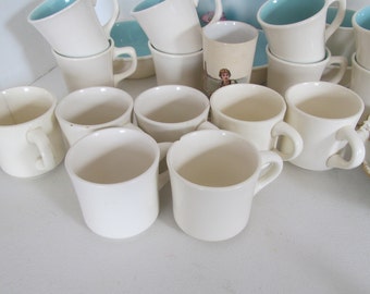 Juego de 6 tazas de café hechas a mano de cerámica india de color blanco  hueso (6 onzas), tazas de capuchino, tazas de café, juego de tazas de té