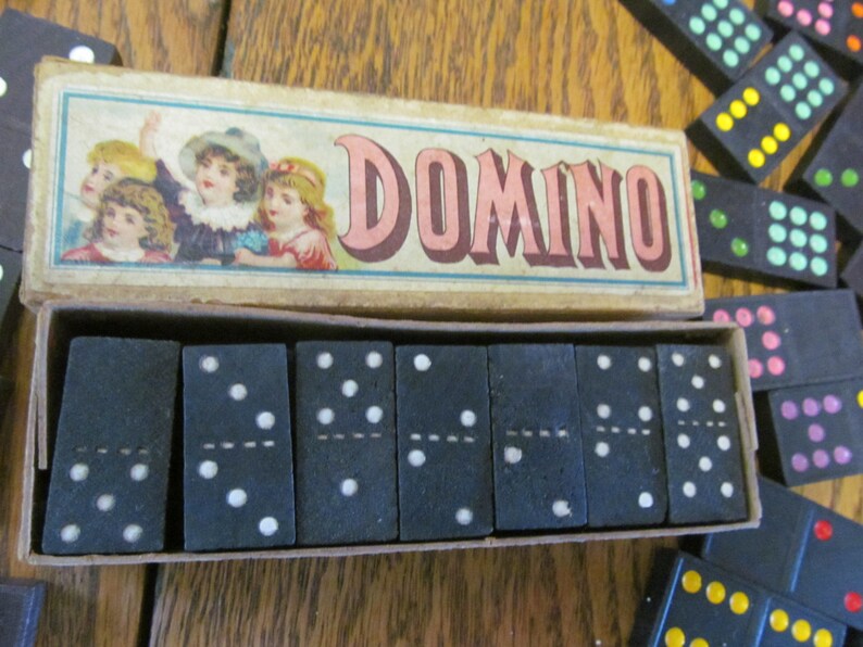 Victorian Antique Dominoes Game Pieces Original Box Vintage Etsy Canada