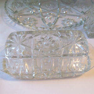 Atomic Anchor Hocking Glass Pitcher Hobstar Butter dish with Lid 1960&#39;s Pressed Glass Hob Star Design Glass Atomic Star Design Butter Dishes