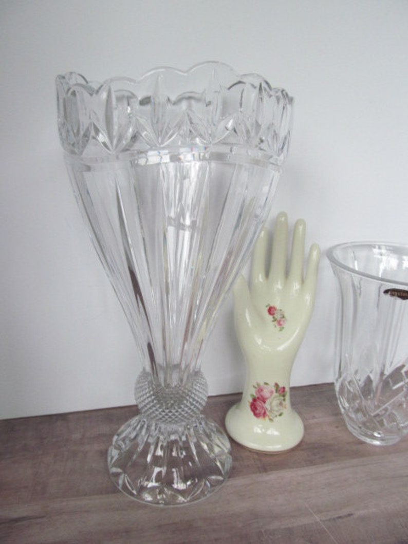 XL Tall Crystal Vase Cut Glass Vase Lead Crystal Clear Glass Etsy