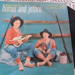RedNeck Music Homer and Jethro Barefoot Ballads Record Album 50s Rockabilly Hunting Decor Redneck Wedding Music Moonshine Jug Redneck Gift