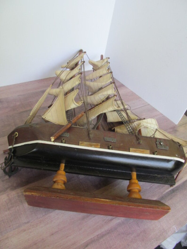 Sailing Ship Decor Vintage wood Sailing Vessel Cloth Mast Etsy