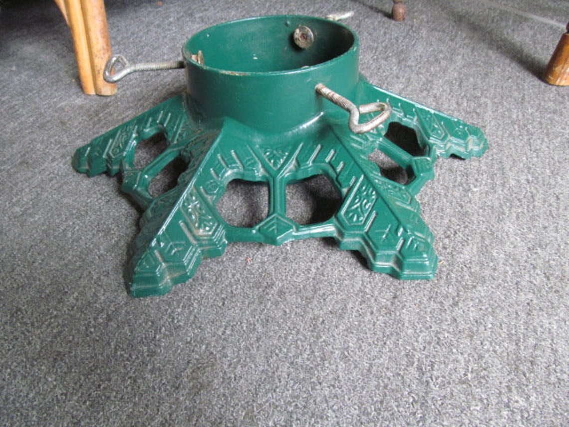 Green Solid Cast Iron Tree Stand Heavy Duty Tree StandVintage Etsy